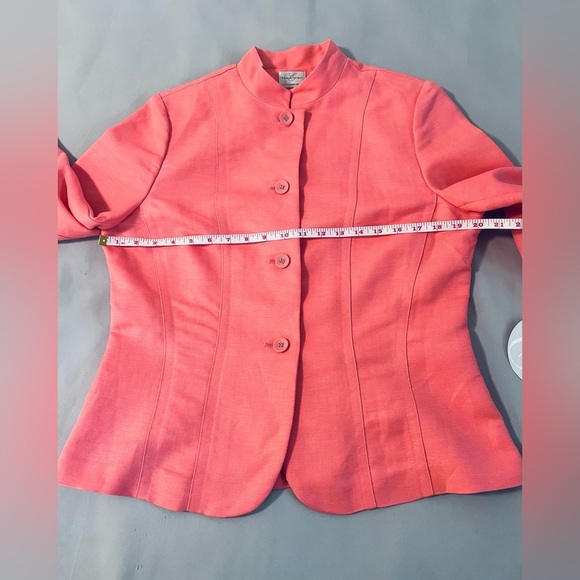 Emma James Blazer Sz 10 Orange Linen Blend Lightweight 3/4 Sleeve - Picture 3 of 7